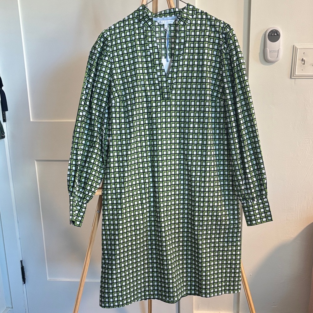 Green and White Checkered swing dress
